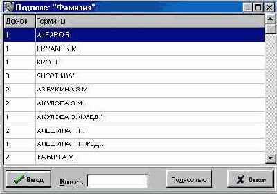 Ввод с использованием словаря